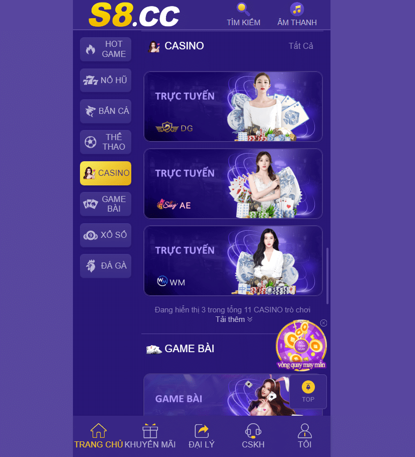 S8 cc Nhà cái S8 cung cấp game casino uy tín hàng đầu