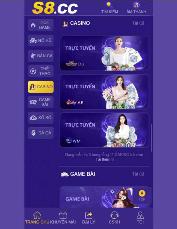 Trải nghiệm casino trực tuyến S8cc - Nơi giải trí đỉnh cao